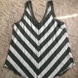 Maurices Olive Green and White Chevron Tank Top